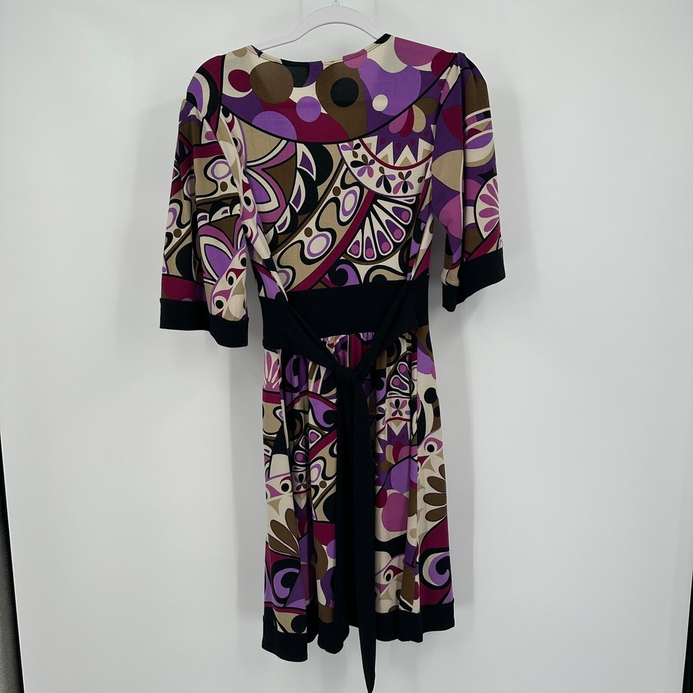 Rabbit Rabbit Rabbit‎ Womens Mod Retro Midi Dress Sz L Psychedelic Abstract Boho - Picture 2 of 8